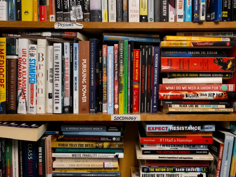 Lots of books on a bookshelf